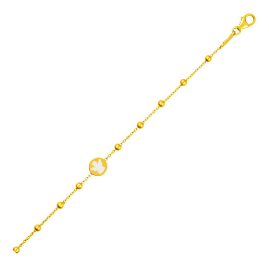 14k Yellow Gold Children's Bracelet with Angel and Beads