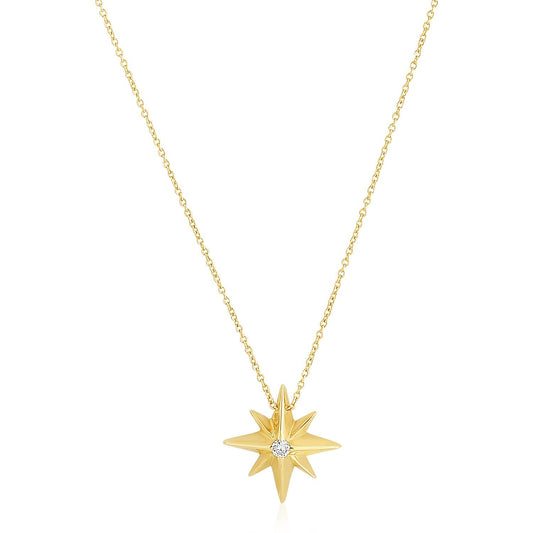 14k Yellow Gold North Star Diamond Necklace