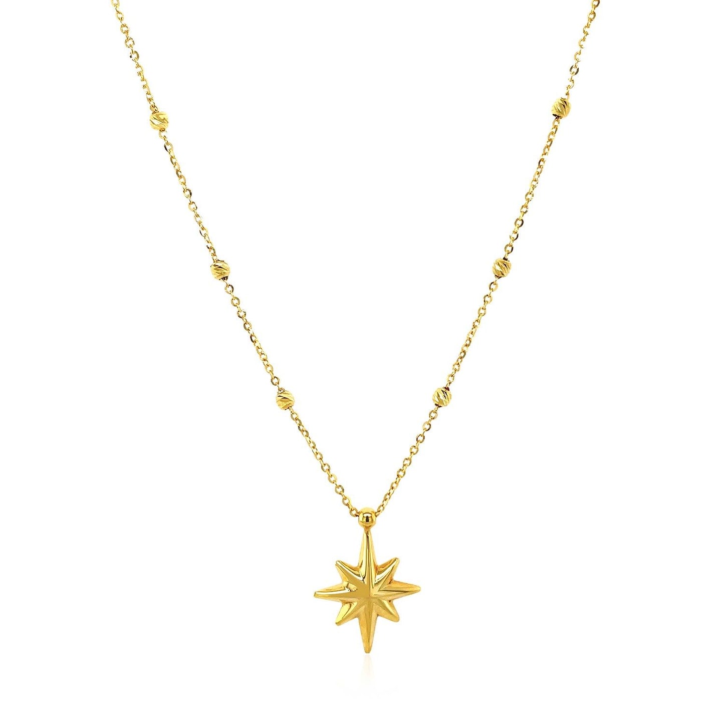 14k Yellow Gold North Star Necklace