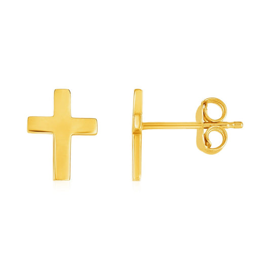 14k Yellow Gold Cross Earrings