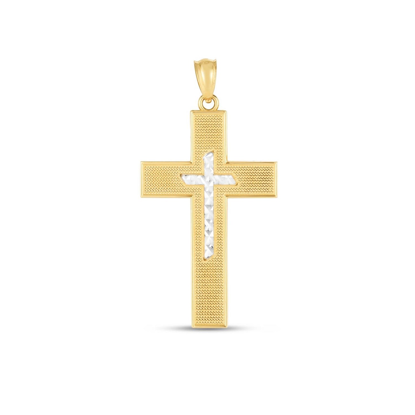 14k Two Tone Gold Cross Pendant