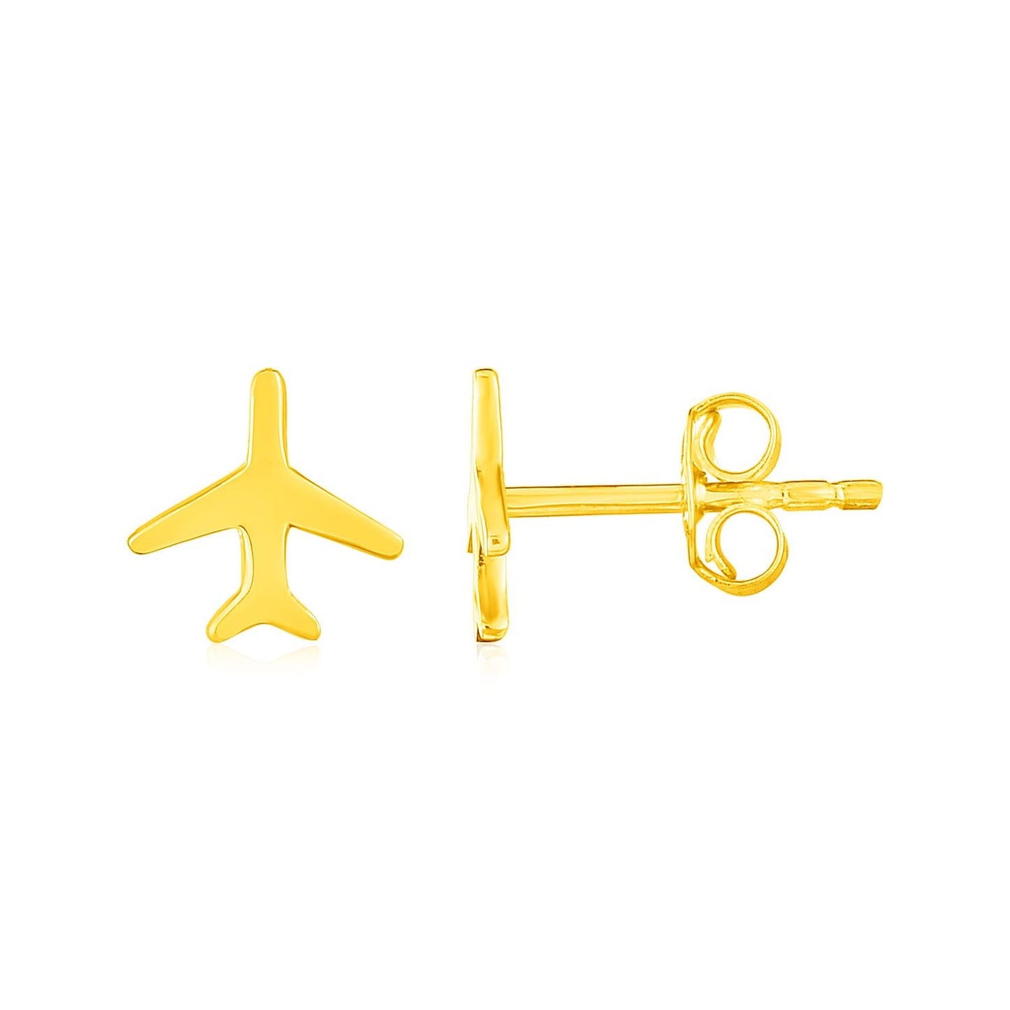 14K Yellow Gold Plane Earrings