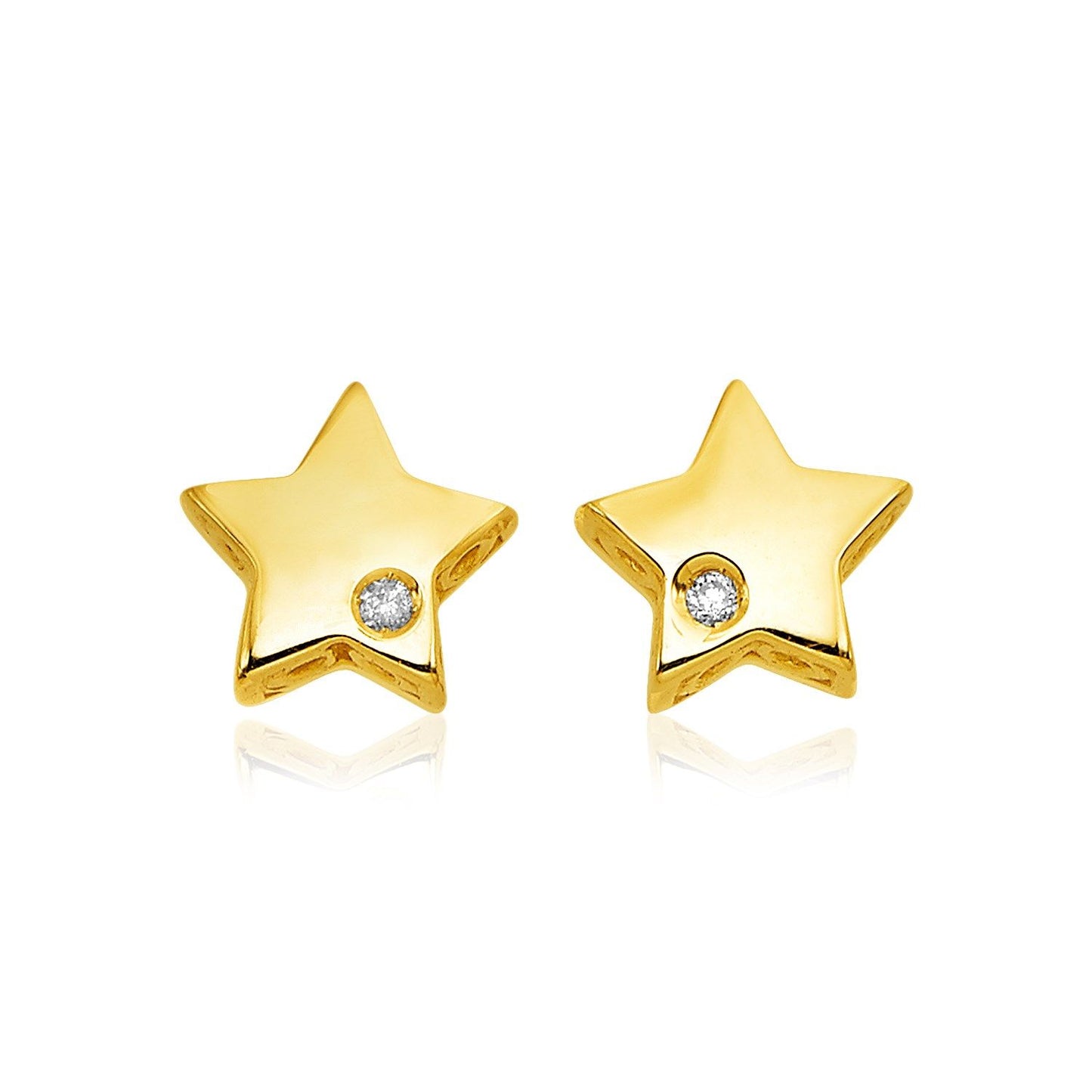 14k Yellow Gold Polished Star Earrings