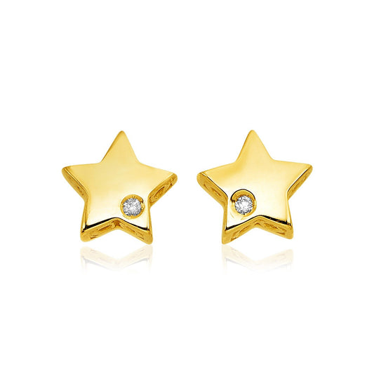 14k Yellow Gold Polished Star Earrings