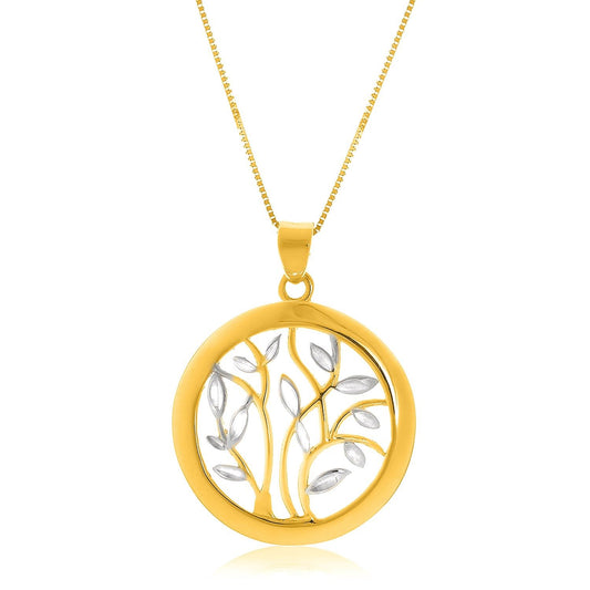 14k Two-Tone Gold Tree of Life Pendant Necklace