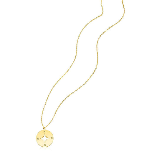 14K Yellow Gold Compass Necklace