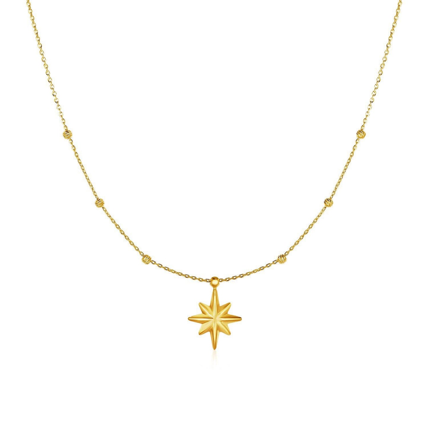 14k Yellow Gold North Star Necklace