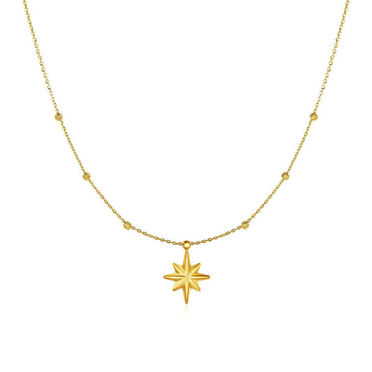 14k Yellow Gold North Star Necklace