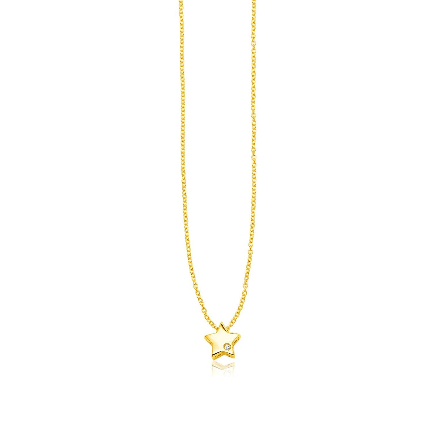 14k Yellow Gold Polished Star Necklace