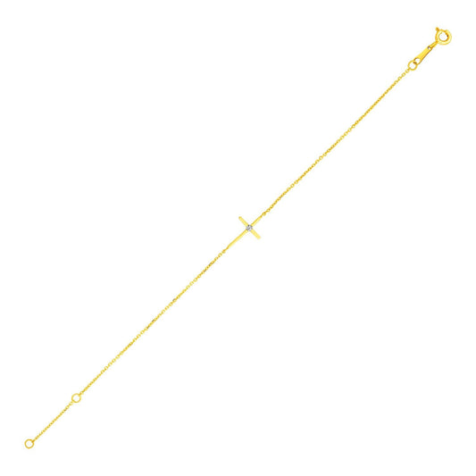 14k Yellow Gold Children's Bracelet with Cross