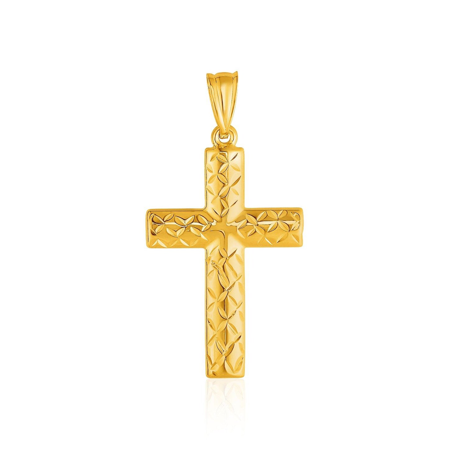 14k Yellow Gold Textured Cross Pendant